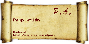 Papp Arián névjegykártya